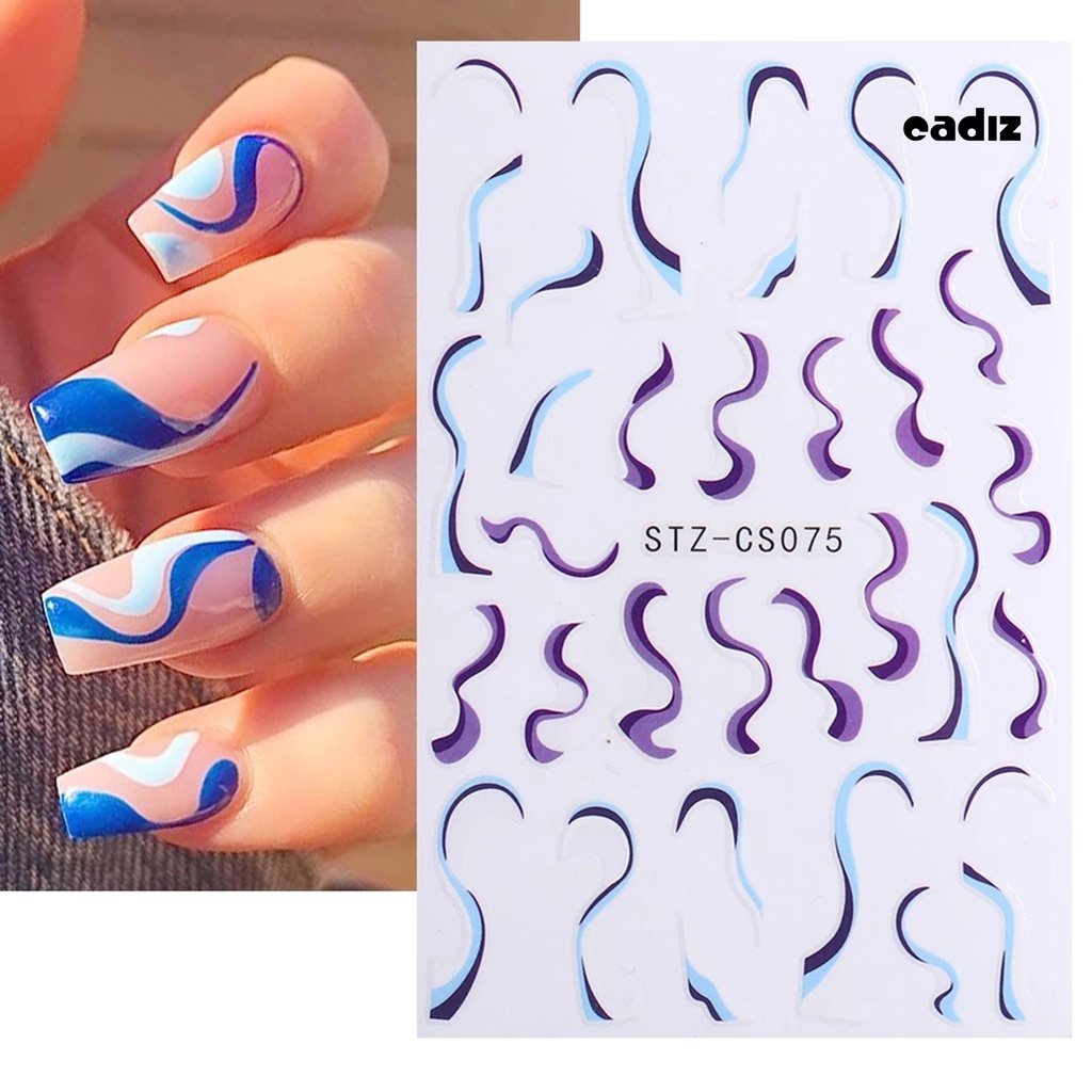 Bộ 7 Miếng Dán Móng Tay Họa Tiết Hình Học 3D Siêu Mỏng