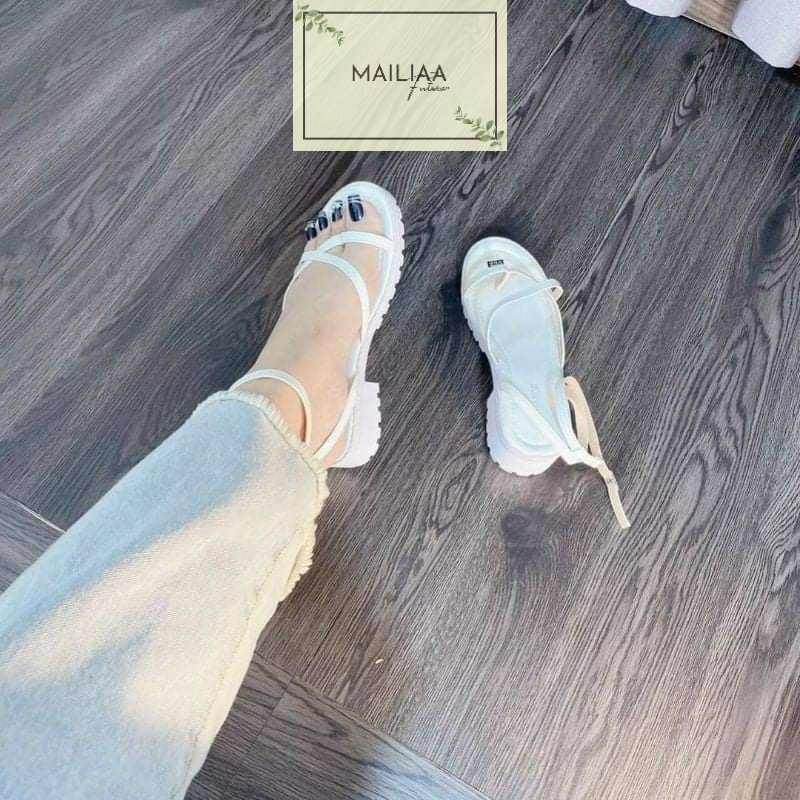 Sandal gót vuông 3 phân MAILIAA quai xỏ ngón chiến binh đế răng cưa chống trượt