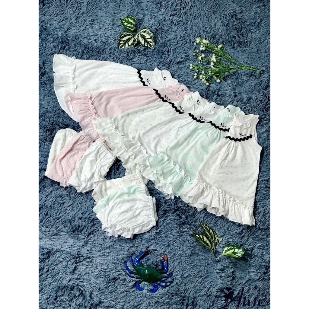 Đầm bé gái cotton 2 chiều họa tiết dễ thương - ANNKIDS