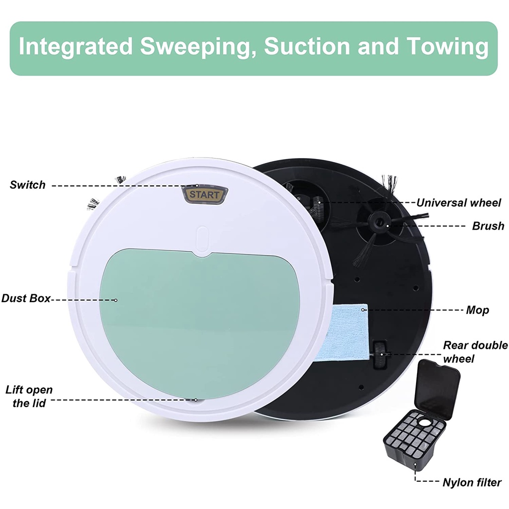 Robot Hút Bụi Thông Minh Tự Động Yên Tĩnh Lau Sàn