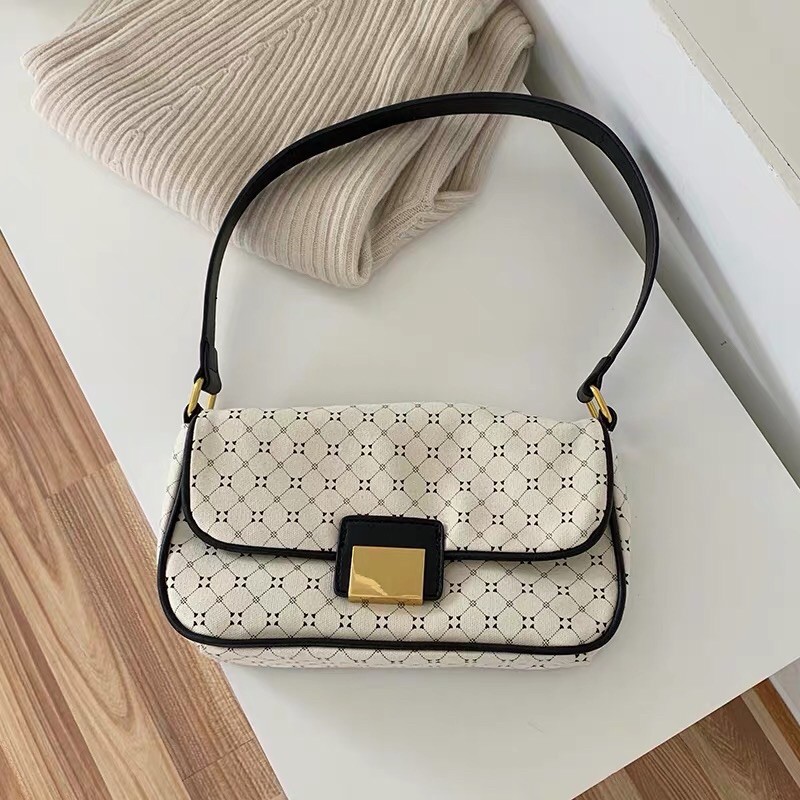 Túi kẹp nách khoá vuông cổ điển hoạ tiết classy ✨ ảnh thật kéo cuối