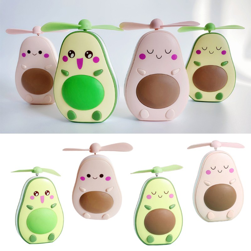 One Quạt Làm Mát Mini Cầm Tay Hình Quả Bơ Có Gương Và Đèn Sạc Usb