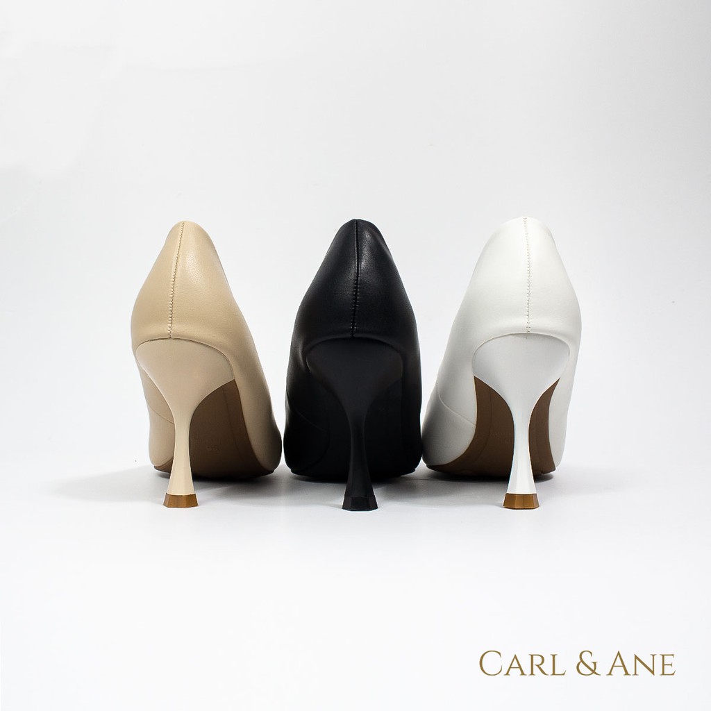 Carl & Ane - Giày cao gót nữ bít mũi đơn giản thời trang màu trắng _ EP010