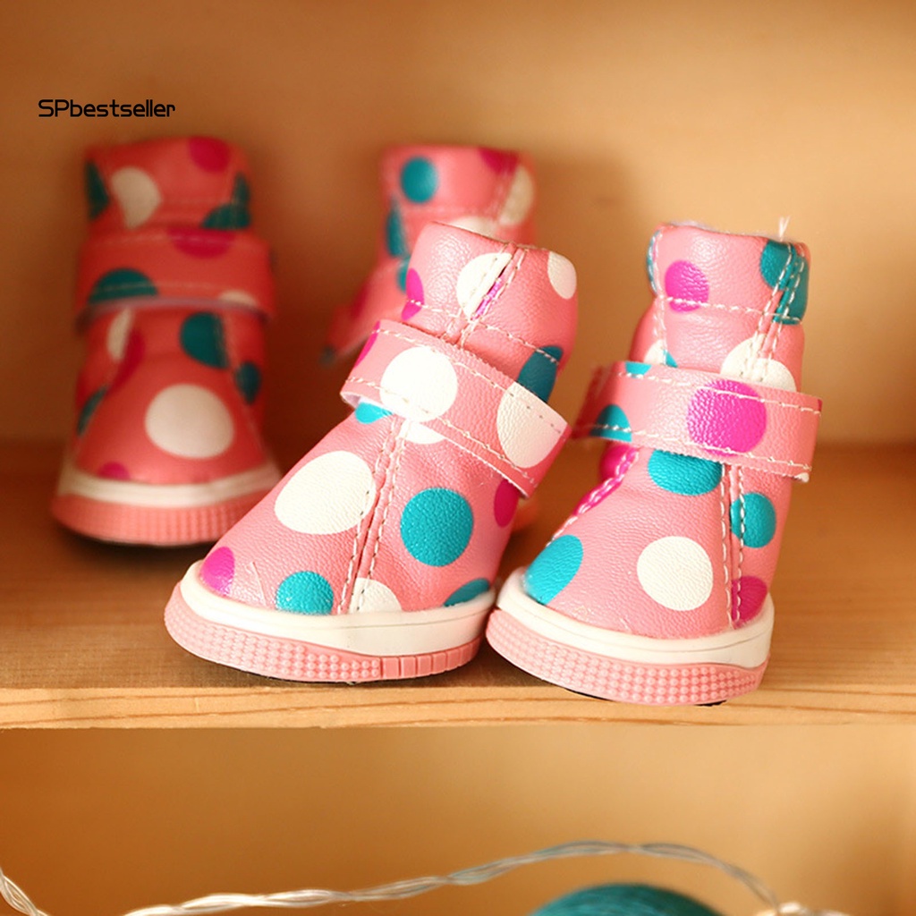 Bộ 4 Giày Bốt Giả Da Bắt Mắt Cho Thú Cưng