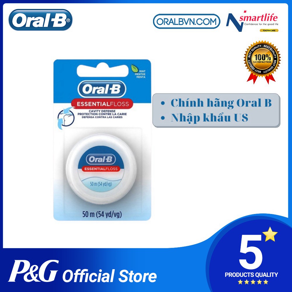 Chỉ Nha Khoa Oral B Essential Floss dài 50m mùi bạc hà chính hãng US