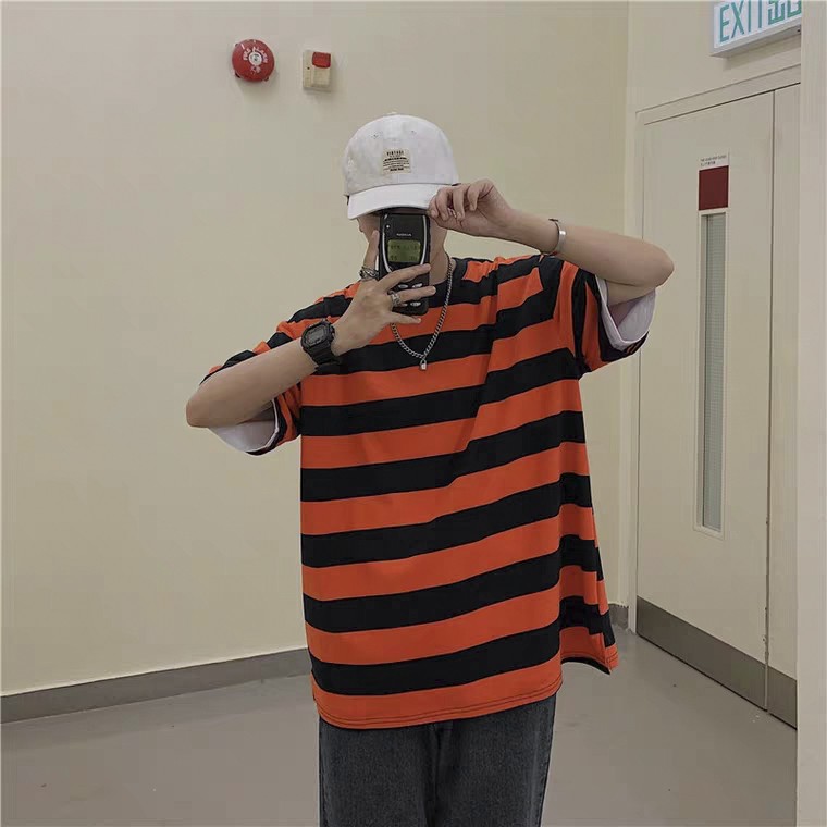 Áo thun sọc ngang bản to nam nữ form rộng unisex | BigBuy360 - bigbuy360.vn