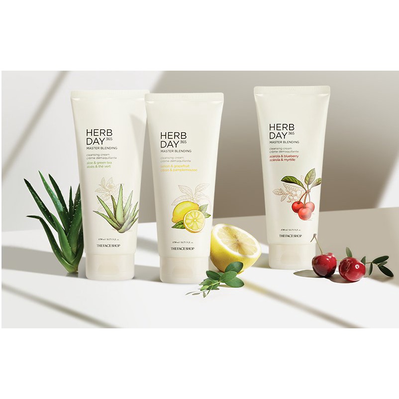 Kem tẩy trang The Face Shop Herb Day 365 Master Blending Cleansing Cream TFS làm sạch sâu KTT 170ml