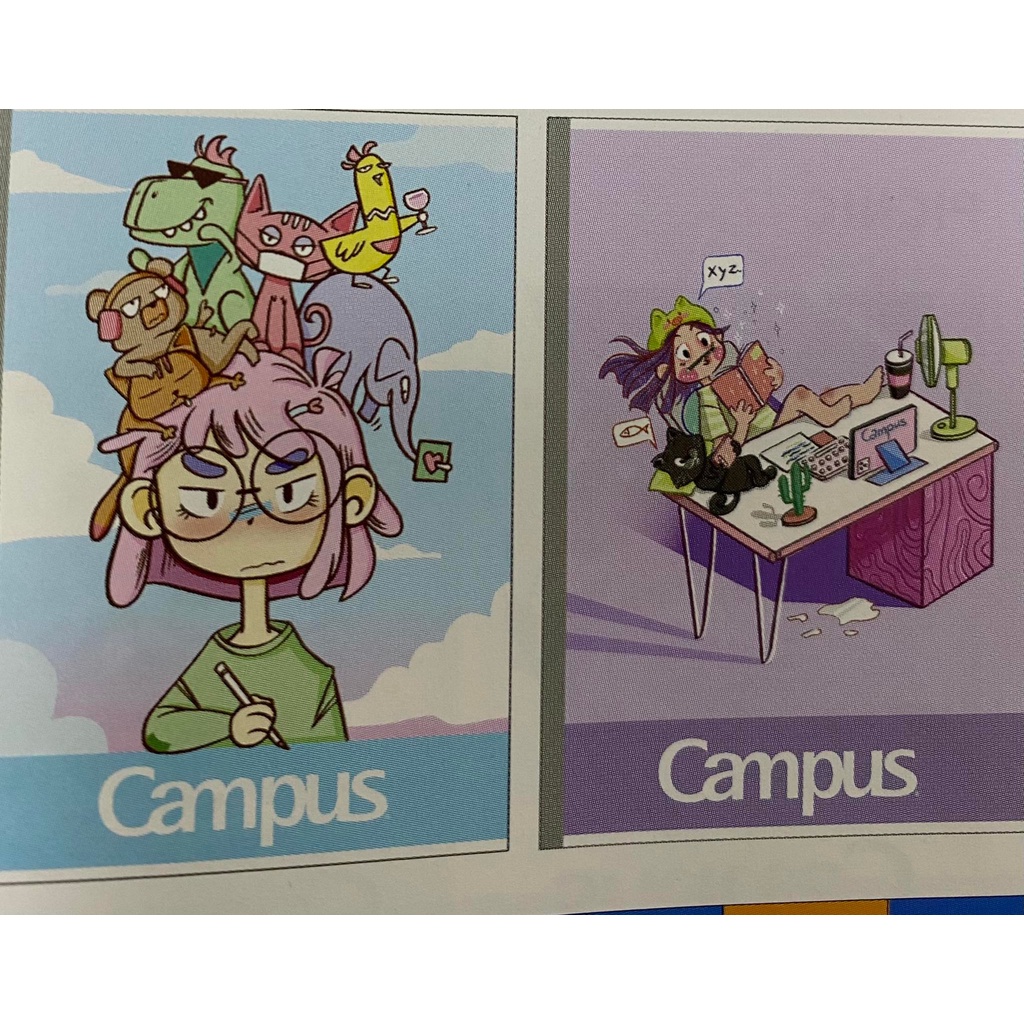 Vở kẻ ngang có chấm Campus 120 trang Cartoon