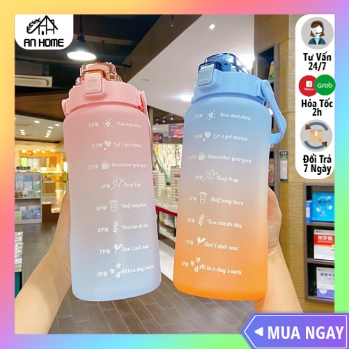 Bình Đựng Nước 2L ANHOME Có Vạch Chia Nhắc Nhở Kèm Ống Hút Siêu Cute Mẫu Mới 2022