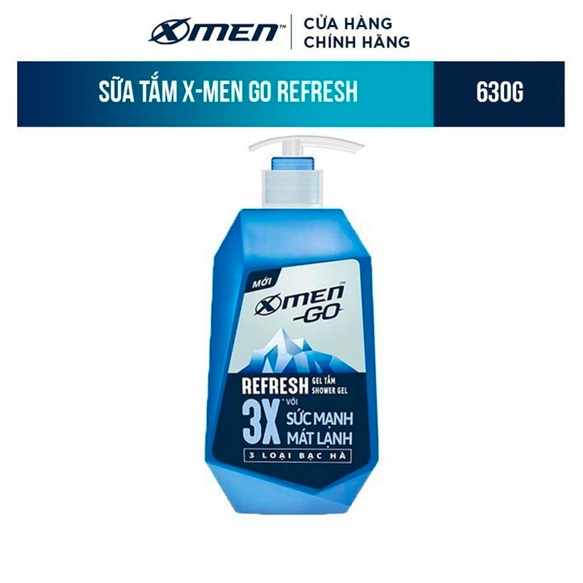 [Mã COSMEN giảm 8% đơn 250K] Sữa tắm X-Men Go REFRESH 3 Loại Bạc Hà 630G