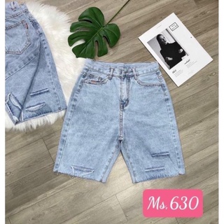 Quần short nữ cạp cao rách ngang đùi hack dáng