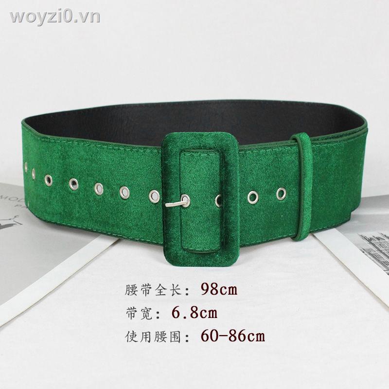 Thắt Lưng Co Giãn Bản Rộng Màu Xanh Lá Dễ Phối Đồ Thời Trang Mùa Thu Phong Cách Hàn Quốc Cho Nữ