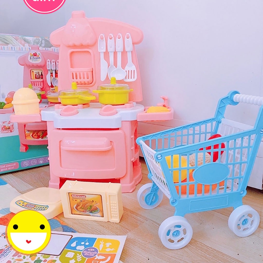 Bộ Đồ Chơi Nấu Ăn Nhà Bếp Kèm Xe Đẩy Siêu Thị Dành Cho Bé shop Home Giay