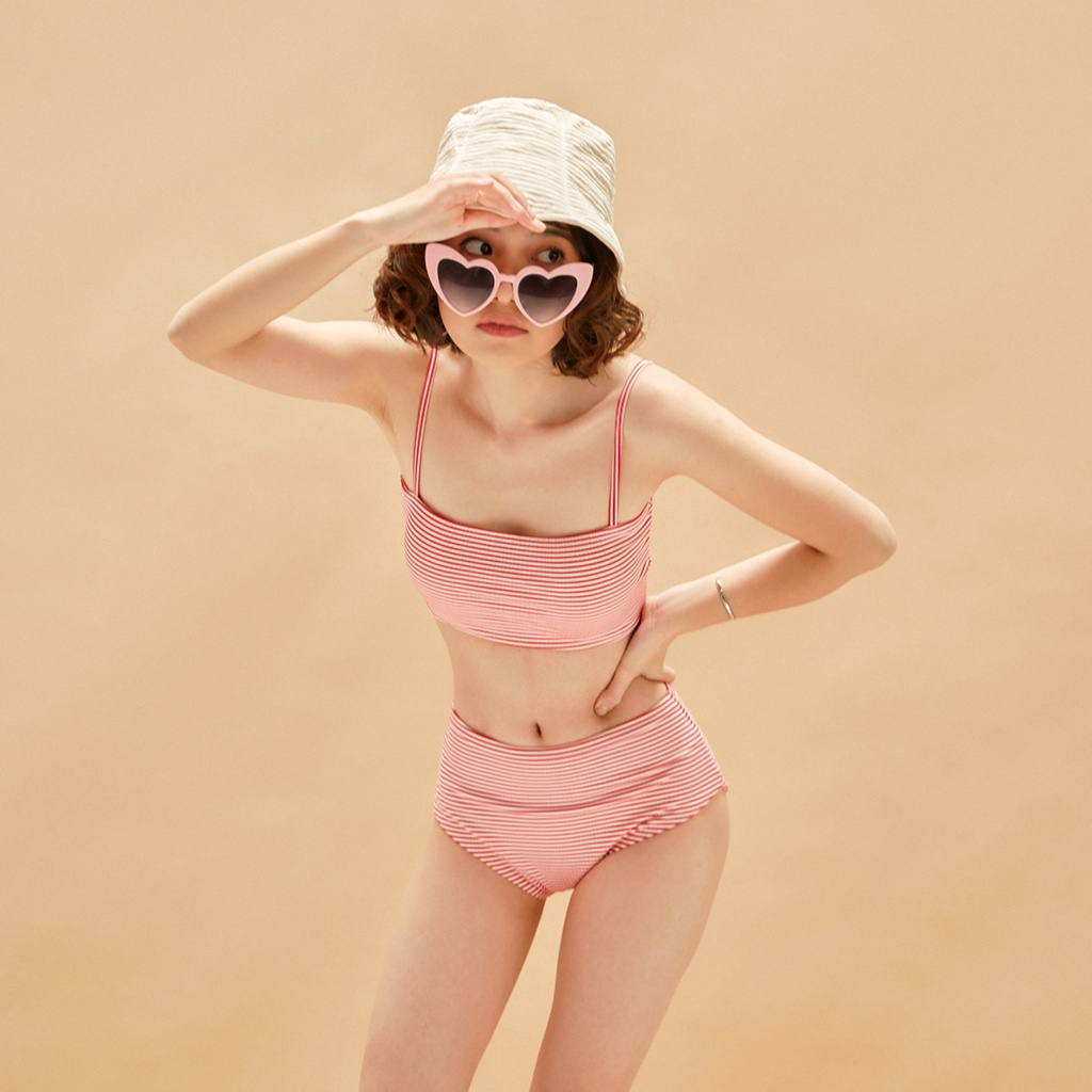 BLEUBIRD Bộ bơi 2 mảnh bikini kẻ sọc đỏ SWIMWEAR 2 | BigBuy360 - bigbuy360.vn