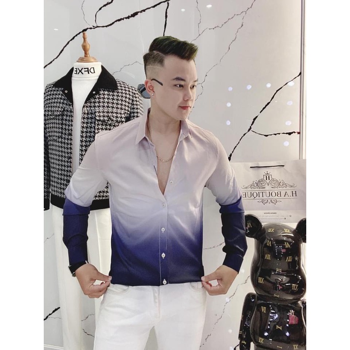Áo Sơ mi nam dài tay họa tiết xu hướng thời trang HALLA áo sơ mi kẻ kiểu công sở hàn quốc đẹp