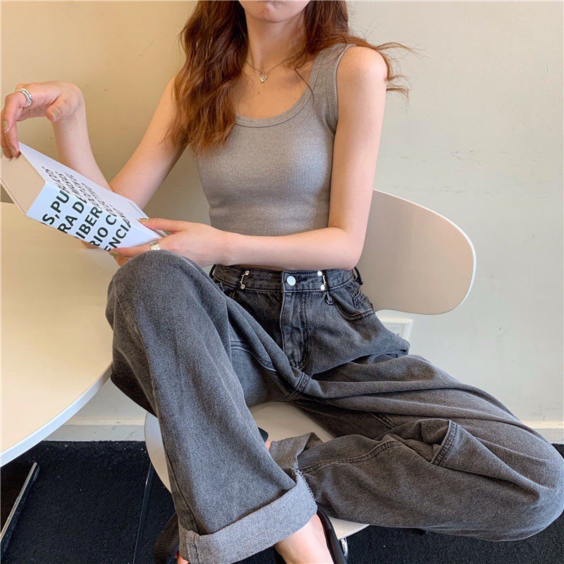 Áo Croptop Sát Nách Cổ Tròn Màu Trơn Thời Trang Mùa Hè Quyến Rũ Cho Nữ