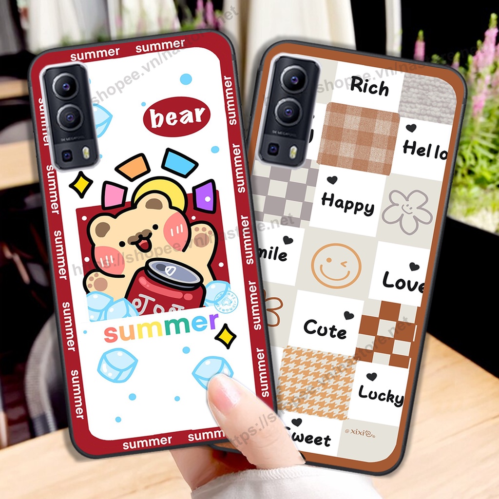 Ốp lưng Vivo V23 5G- Vivo V23e - Vivo Y15S -Vivo Y53S -Vivo Y72 trái tim gấu phá cách bo viền nhiều màu sắc