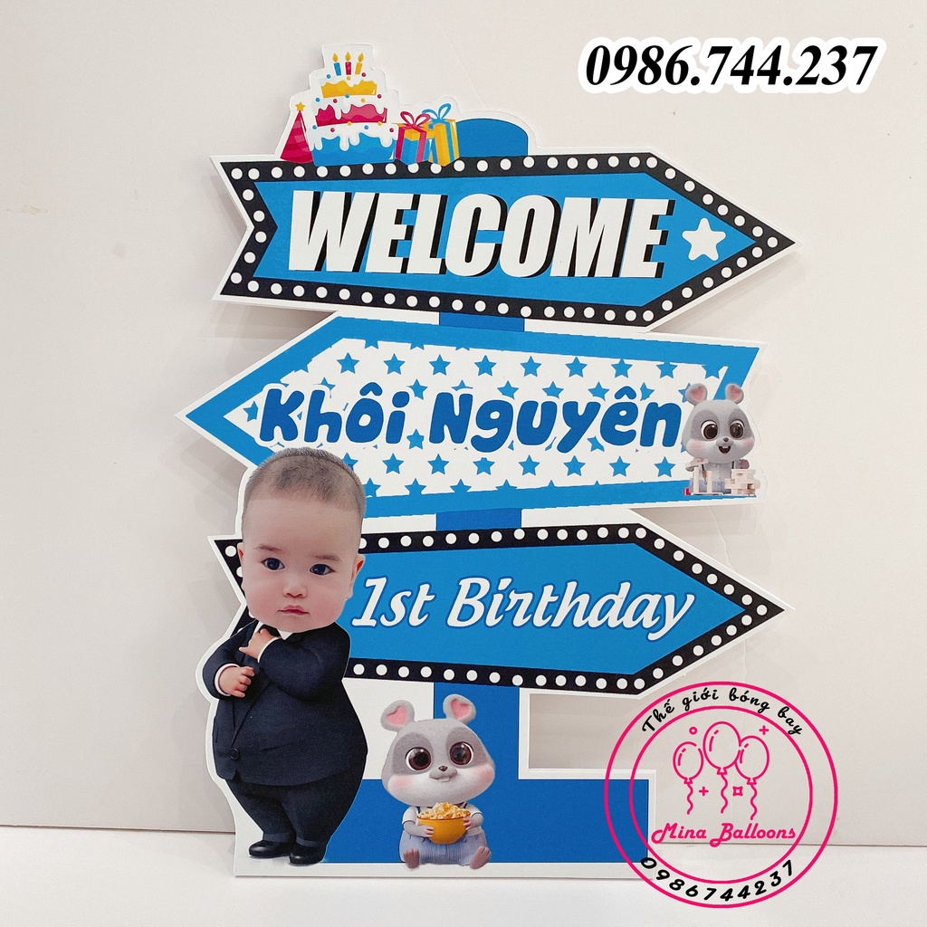 Cây Welcome Sinh Nhật In Tên Tuổi Và ChiBi Của Bé Cao 40cm