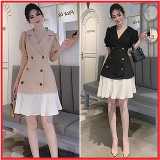 Đầm công sở cổ vest phối nút sang chảnh đủ size 30 đến 72kg- K4