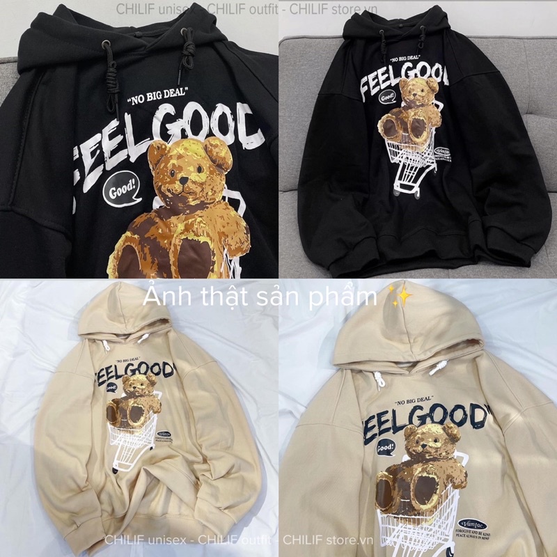 Áo Hoodie “ FeelGood “ Chất nỉ bông mềm mịn Form rộng unisex Nam/ Nữ ( Ảnh + Video thật 100% Hình in cực đep nét chuẩn ) | BigBuy360 - bigbuy360.vn
