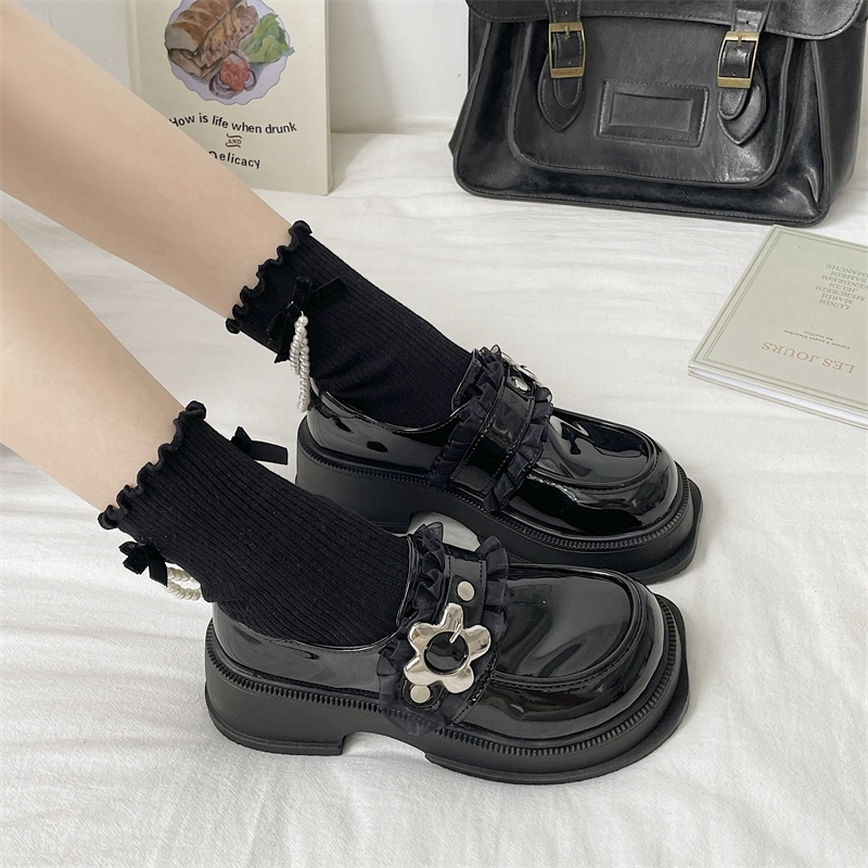 ❤Giày Lười Da Đế Dày Mũi Tròn Thời Trang Hàn Quốc Dành Cho Nữ