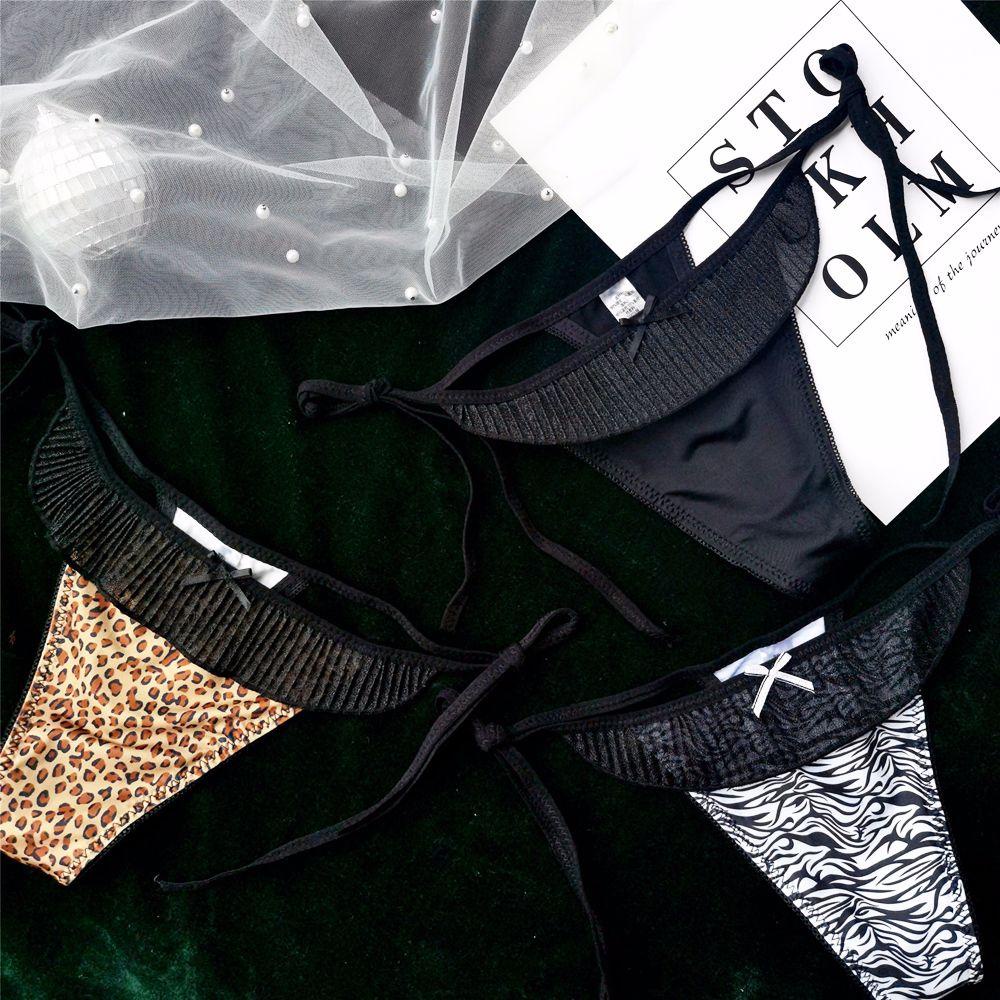 Quần Lót Nữ Lọt Khe Vải Cotton Chiffon Co Giãn Thoáng Khí Họa Tiết Da Báo