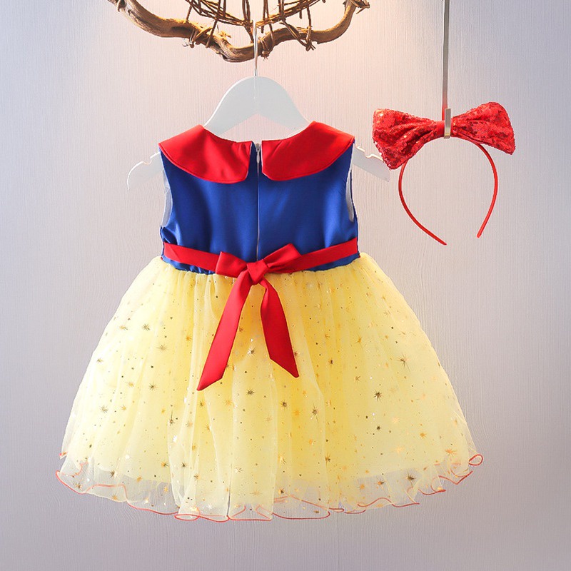 Đầm Công Chúa Tay Ngắn Phối Lưới Đính Nơ Thời Trang Mùa Hè Cho Bé Gái Se7en