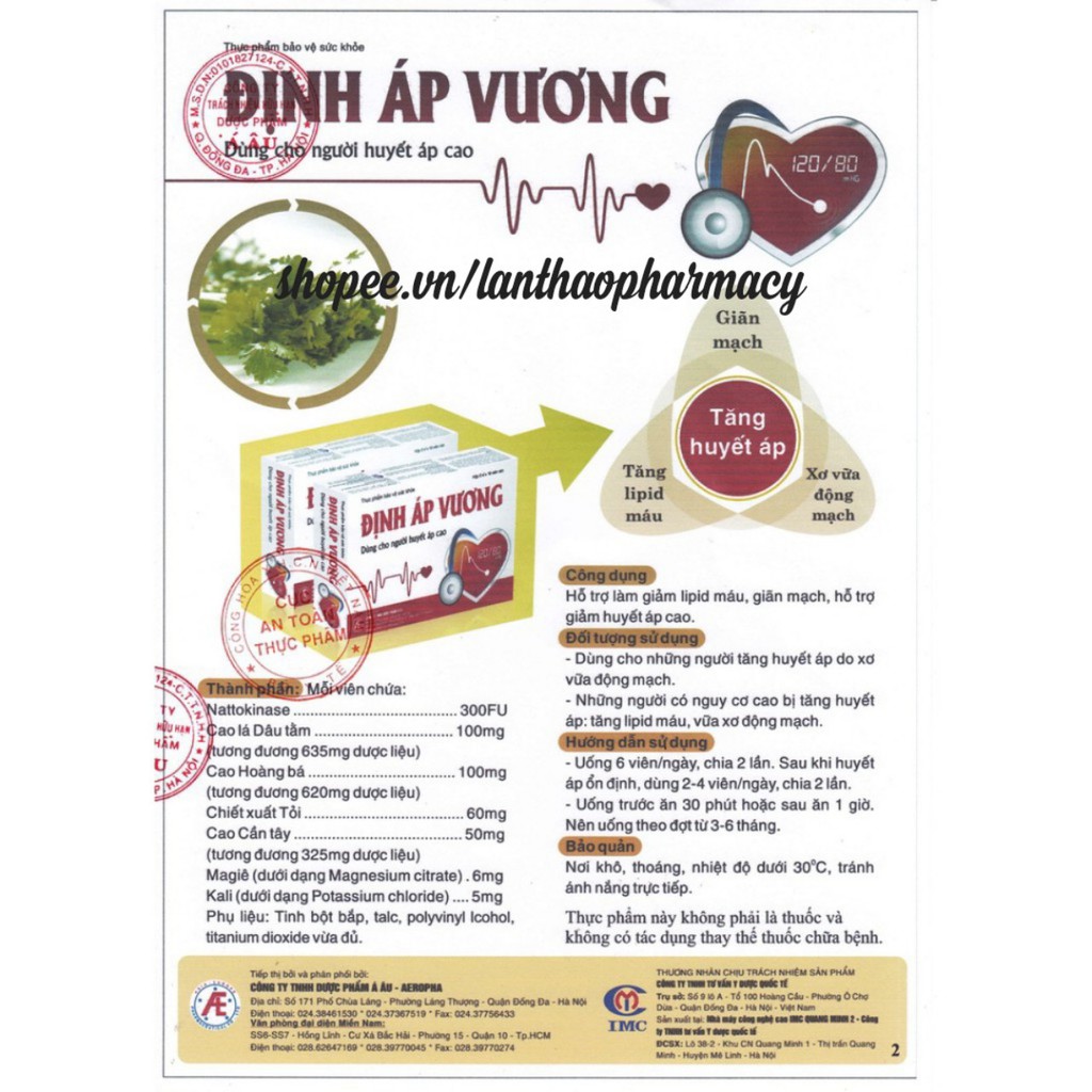 [có tem tích điểm] Định Áp Vương Chính Hãng Cho Người Huyết Áp Cao