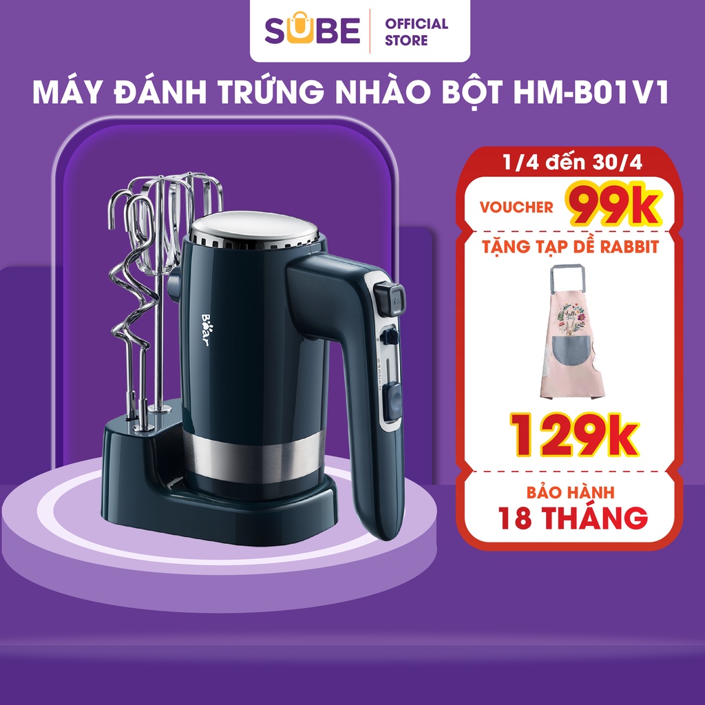 Máy Đánh Trứng Nhào Bột Cầm Tay Bear Công Suất Lớn Làm Bánh Bao, Làm Bánh Kem - HM-B01V1