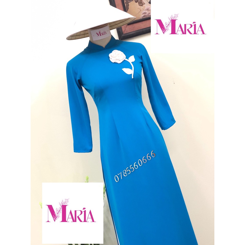 [𝐌𝐀𝐑𝐈𝐀] 𝙏𝙃ƯƠ𝙉𝙂 𝙃𝙄Ệ𝙐 ÁO DÀI MÀU XANH -LỤA MĨ họa tiết bông hồng kết hợp quần màu trắng nhẹ nhàng tinh