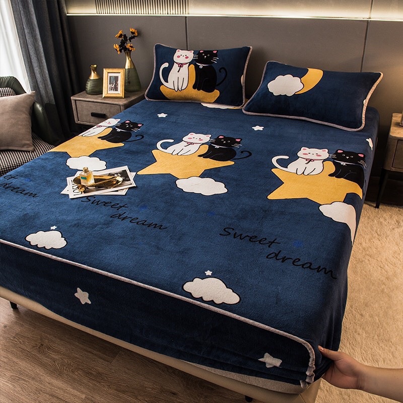Ga gối nỉ tuyết sữa giá rẻ  sẵn 3 size m6, m8, 2m