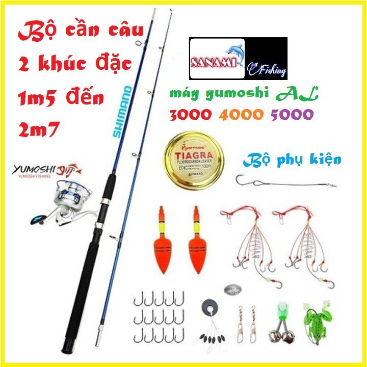 Bộ Cần Câu Máy 2 Khúc Đặc [ HÀNG LOẠI 1 ] 1m5 đến 2m7 và máy yumoshi CL 3000 đến 5000 chất lượng