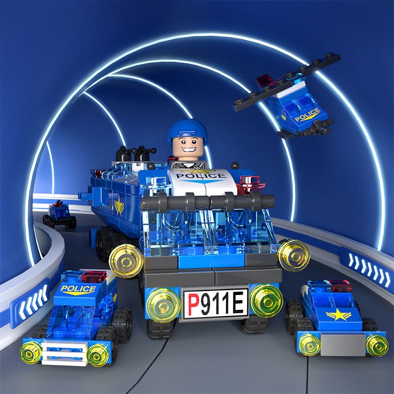 Đồ Chơi Lego Hình Xe Cảnh Sát Quân Đội Mini Dễ Thương Cho Bé