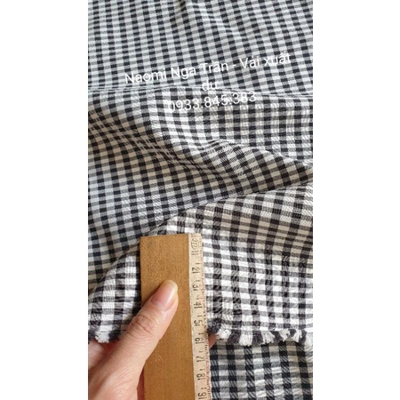Vải Kaki lụa trượt caro đen trắng, chuẩn blazer, quần tây