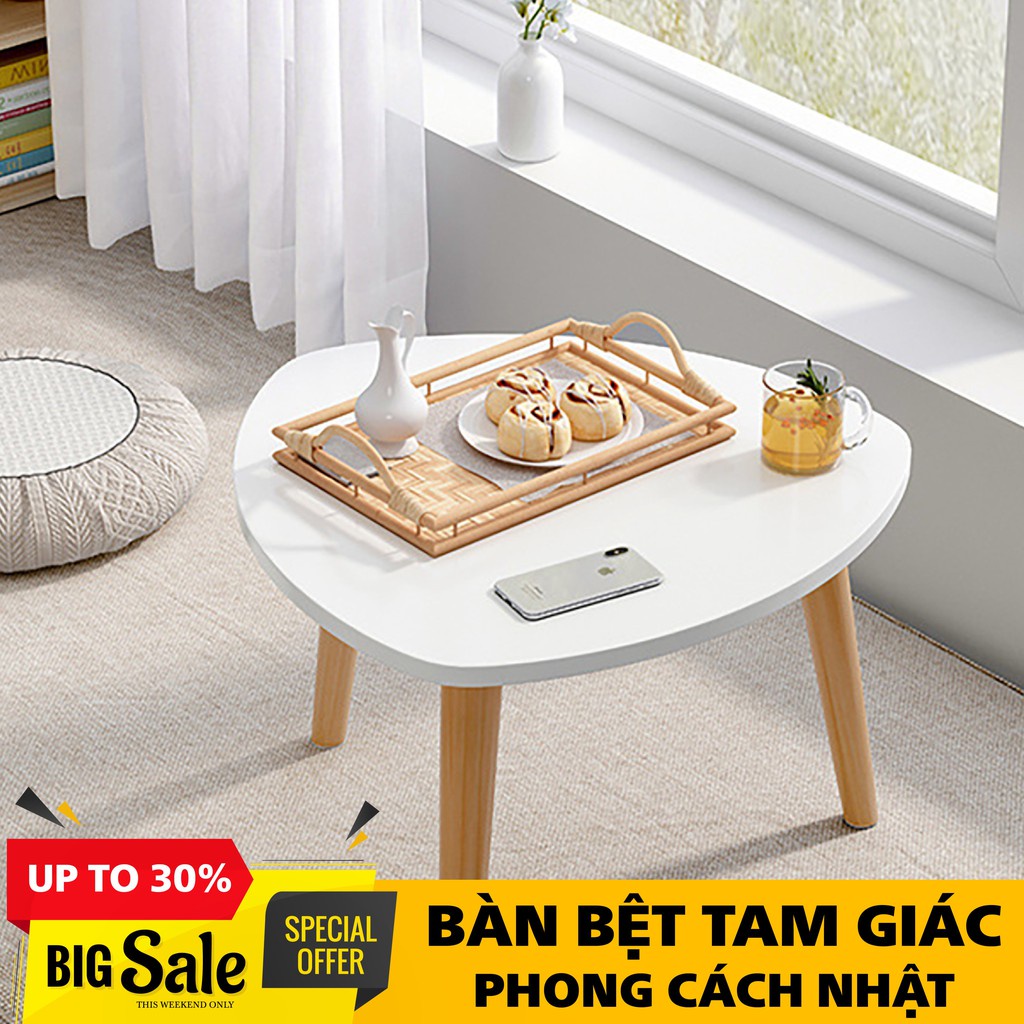 Bàn trà tam giác sofa Cao Cấp màu Trắng hiện kích thước 59cm gỗ MDF chắc chắn