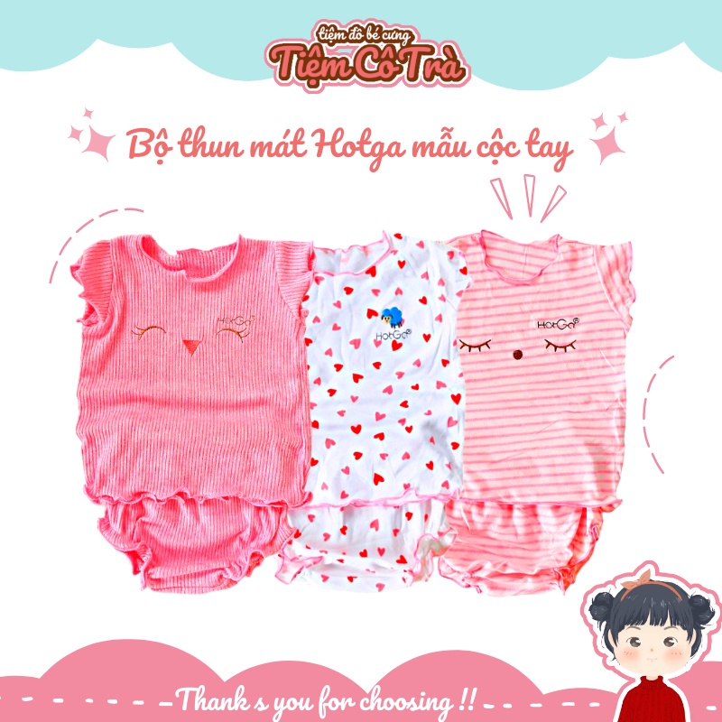 Đồ bộ bé gái, đồ sơ sinh ngắn tay, bộ thun mát Hotga họa tiết đáng yêu cho bé Tiệm Cô Trà