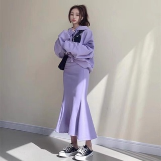 Set đầm váy hoodie chân váy đuôi cá thu đông