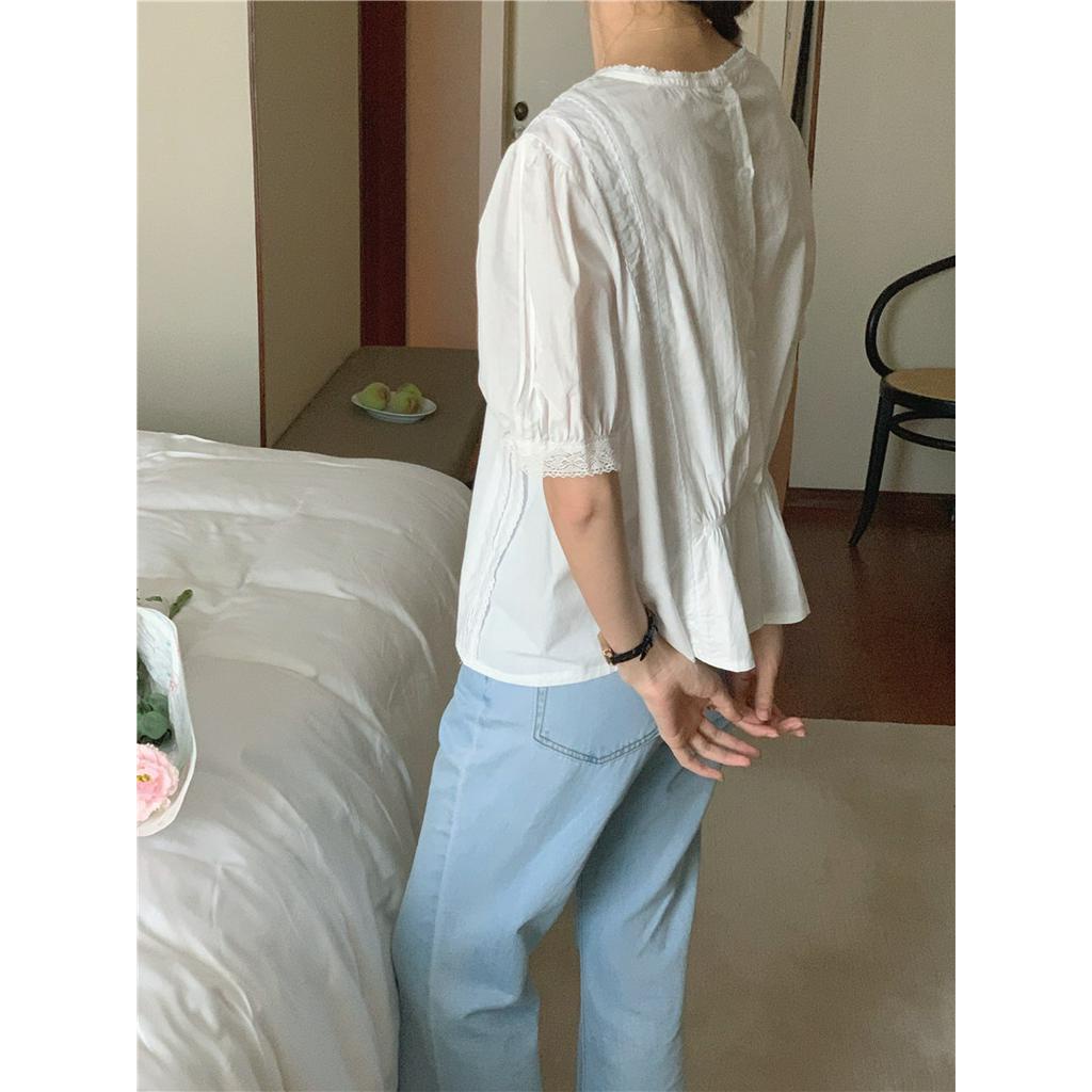 Áo Thun Cổ Tròn Ngắn Tay Thêu Hoa Thời Trang Tinh Tế 60639