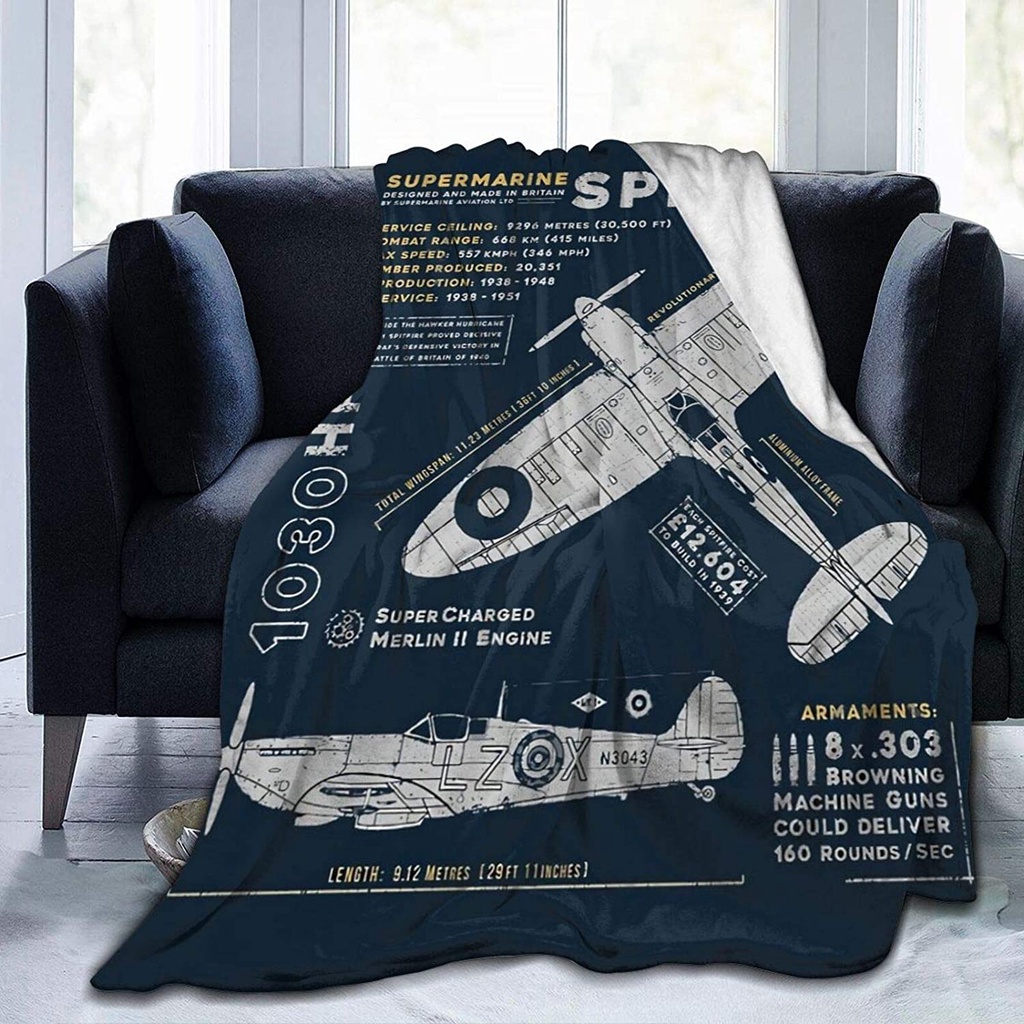 DICLOUD Supermarine Spitfire Light and Comfortable Bed Blankets,Flannel  Blanket Decorative Bedspread Throw All Season for , Sofa, Bed