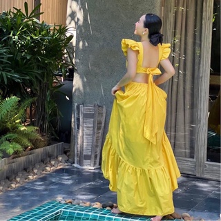 Đầm maxi cánh tiên hở lưng dáng dài - Ph