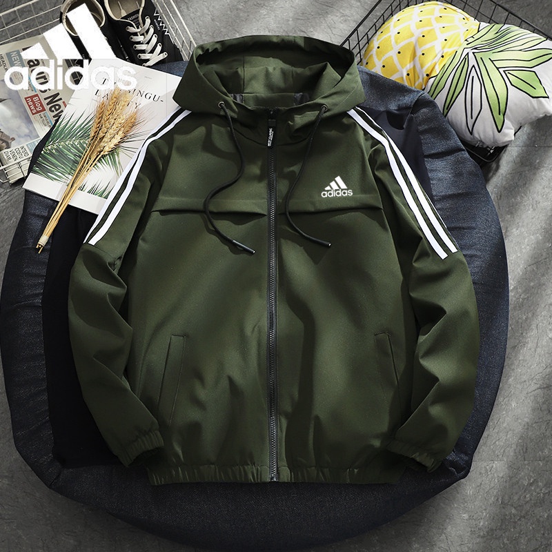 Adidas Áo Khoác Thể Thao Chống Gió Có Mũ Trùm Cá Tính Dành Cho Nam