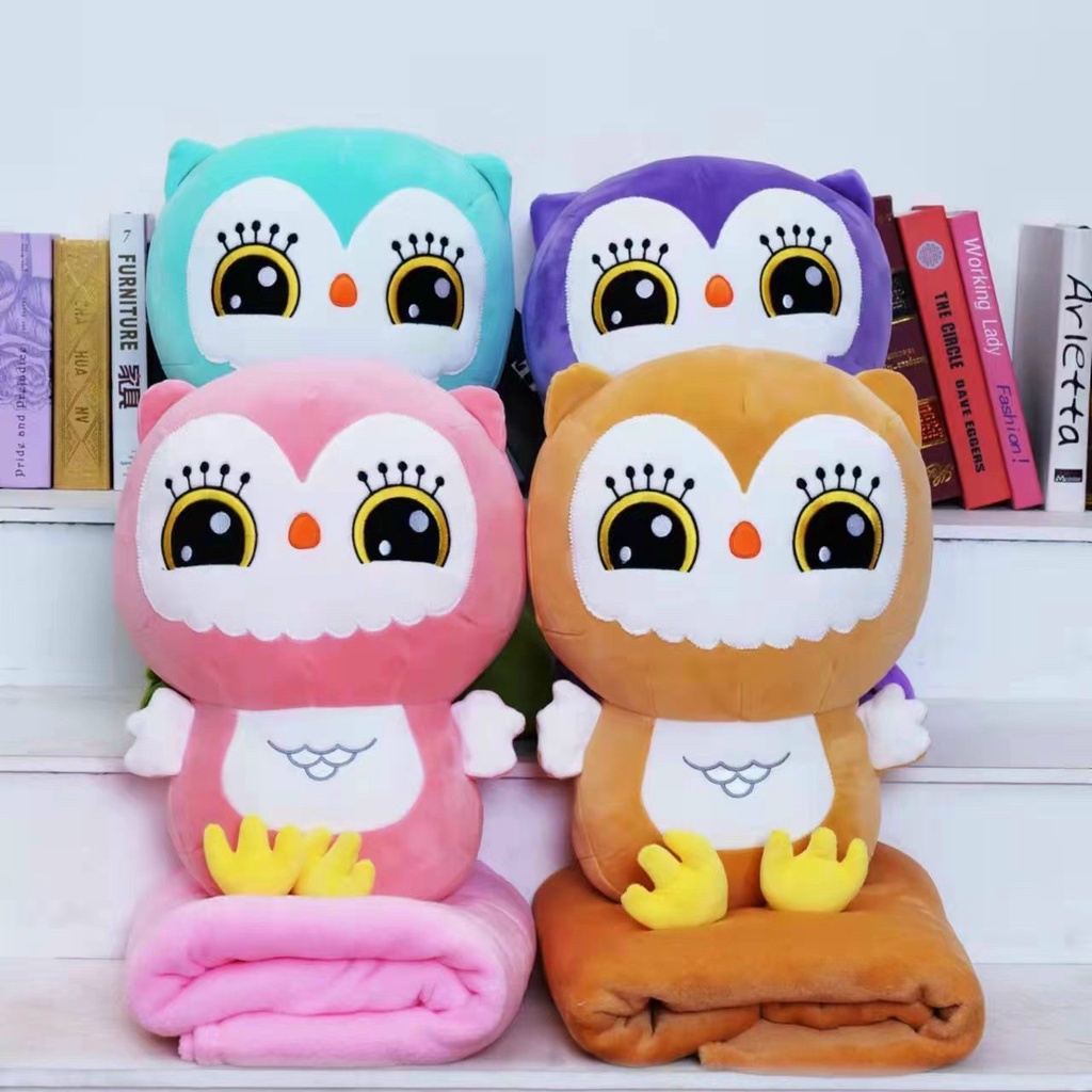 Bộ chăn gối hình chim cú 2in1 tiện lợi sử dụng đi làm văn phòng, đi du lịch