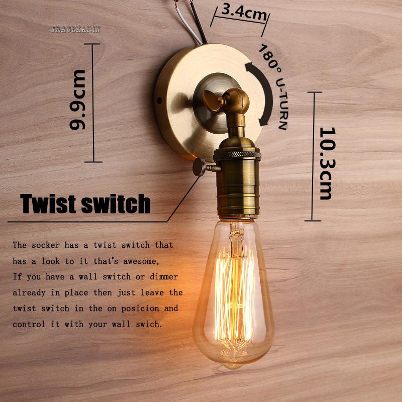 Wall Light 110 - 240V Decoration Vintage Retro Socket Bulb Holder Tool Elegant
