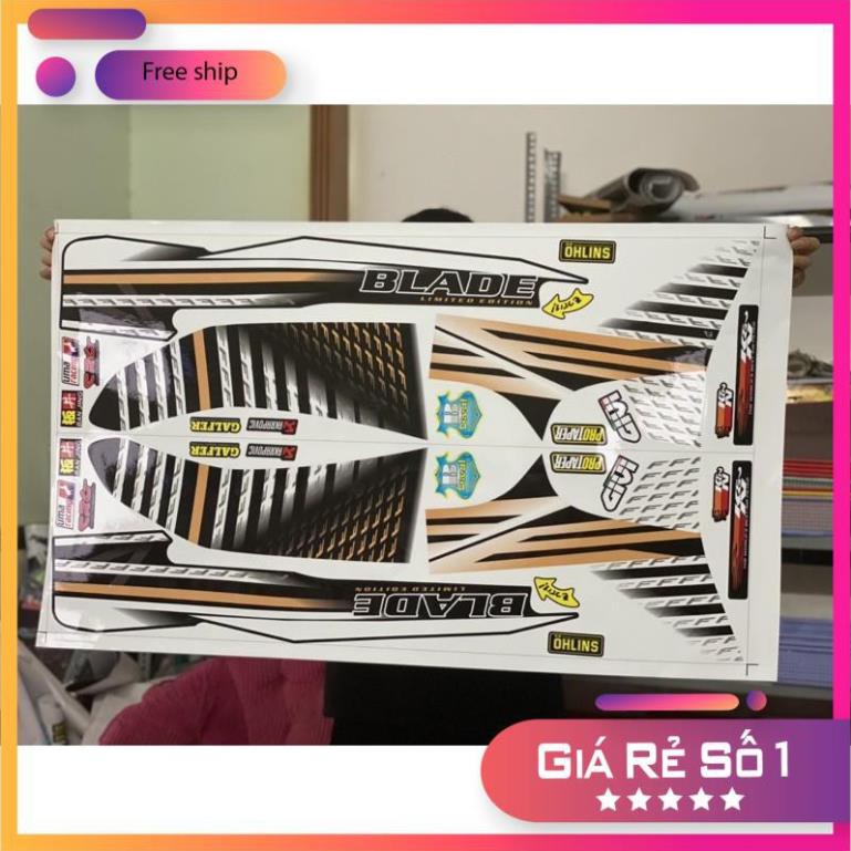 Tem xe wave blade 110 trắng đen