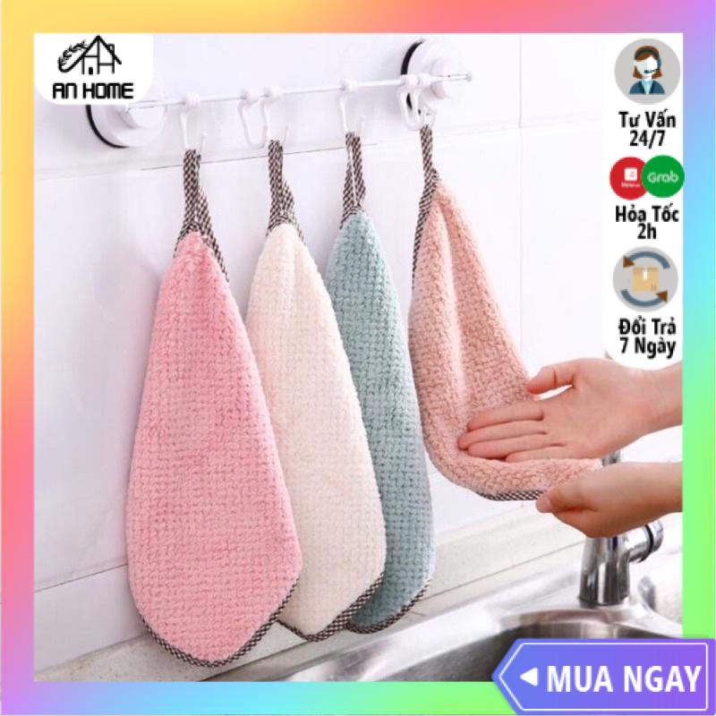 Khăn Lau Tay Nhà Bếp Hình Vuông 25cmx25cm ANHOME, Khăn Lau Tay Hình Vuông Có Quai Treo, Bo Viền Chắc Chắn