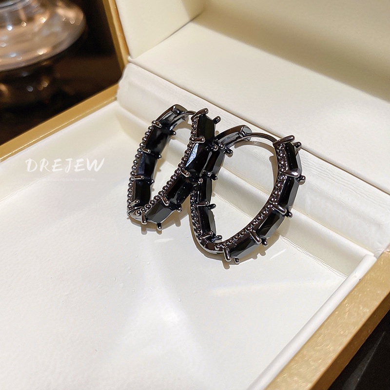 DREJEW Khuyên Tai Cao Cấp Hình Giọt Nước Đính Đá Zircon Phong Cách Âu Mỹ Hàng Mới