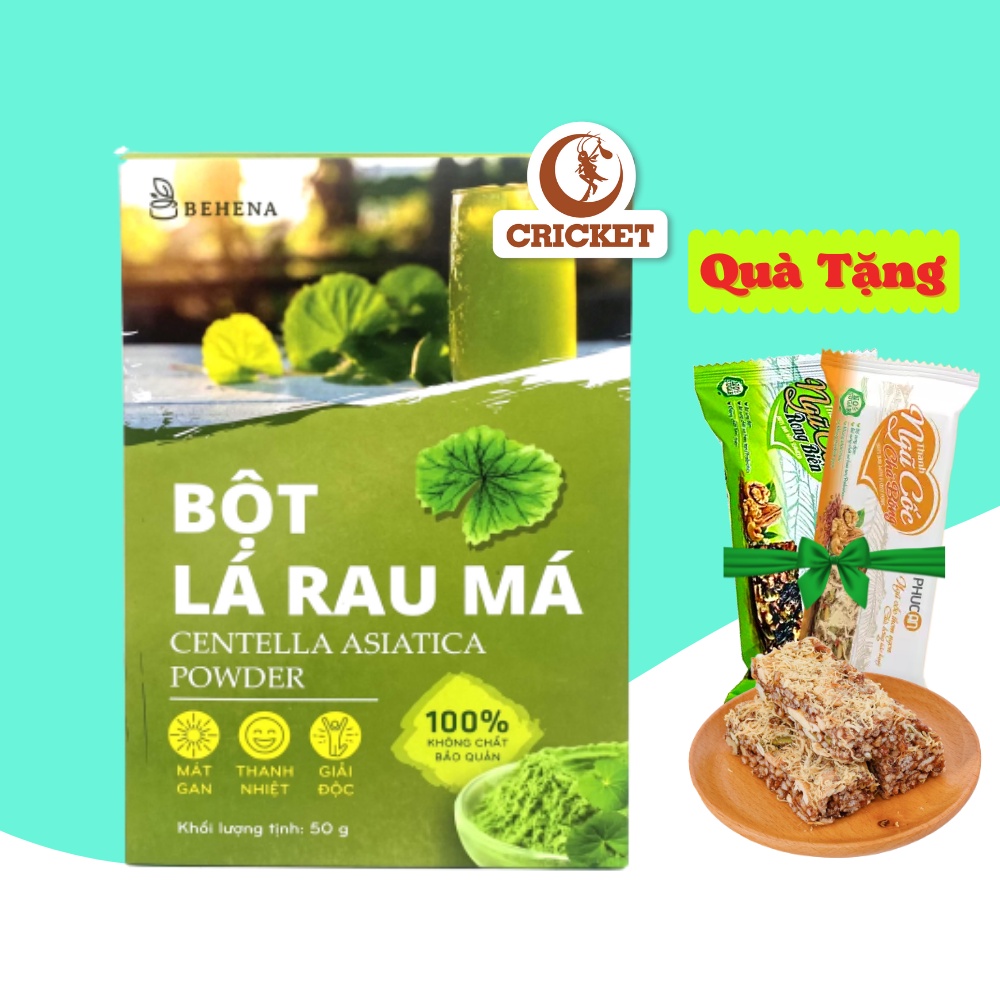 Bột Rau Má Nguyên Chất Behena Hộp 50g (20 gói x 2.5g) - Bột Rau Má Thanh Nhiệt Giải Độc Cơ Thể