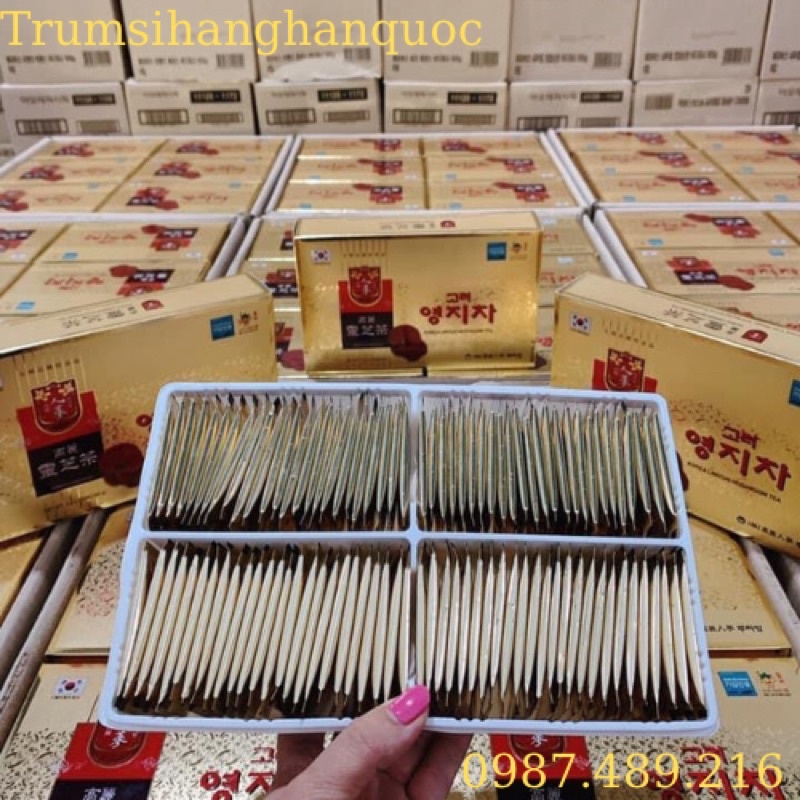 Trà LINH CHI Hộp Vàng Hàn Quốc - Chính Hãng - Tốt cho người bị tiểu đường, viêm gan, mỡ máu