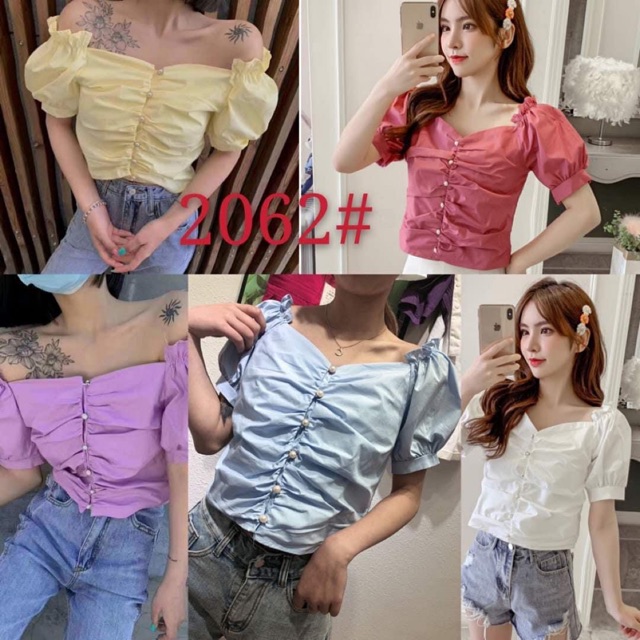 Áo thô cúc ngọc mặc 2 kiểu - quảng châu
