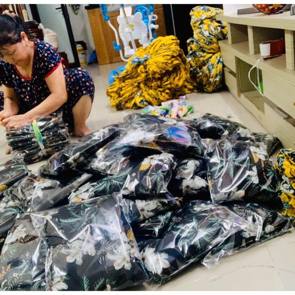 (chất kate thái 1 - kho HCM) mẫu hoa sứ đen đi biển, team - bộ hoa quả, trái cây big size- chuyên sỉ lẻ - nhuhuyen shop